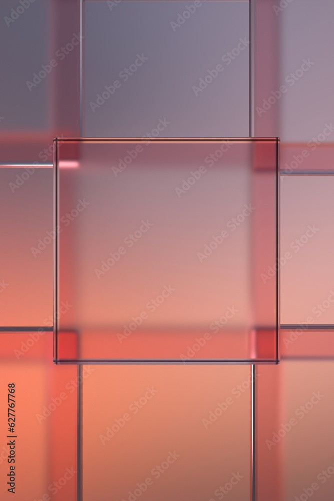 Wall mural vertical abstract transparent square glass background with gradient color