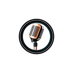 the podcasting symbol with a microphone and audio vector illustration