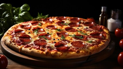 pizza on a black background