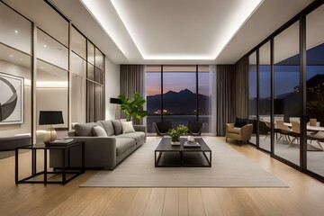 Fototapeta premium modern living room with furniture Generated Ai