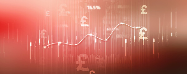 

2d illustration Pound Currency Symbol with graph