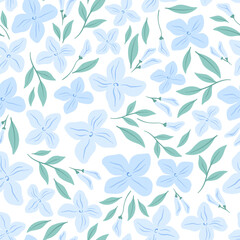 soft blue floral pattern, seamless pattern for woman wear, baby wear, wallpaper, and wrapping paper