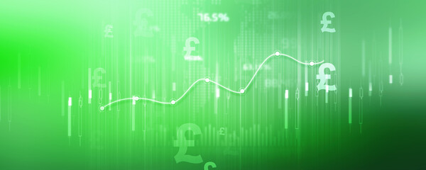 

2d illustration Pound Currency Symbol with graph