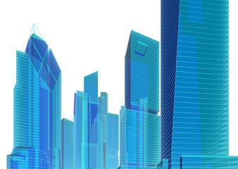 Skyscrapers in the city 3d illustration