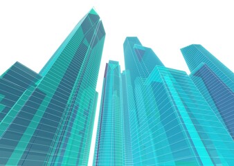 Naklejka premium Skyscrapers in the city 3d illustration