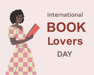 cute girl reading book in a cartoon style