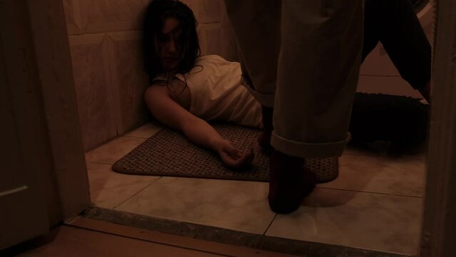 Girl with a drug breakdown. Hysteria addict.