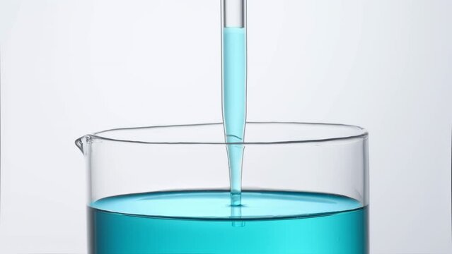 Laboratory beaker filled with liquid substances