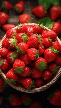 fresh red strawberries wallpaper photo. generative ai