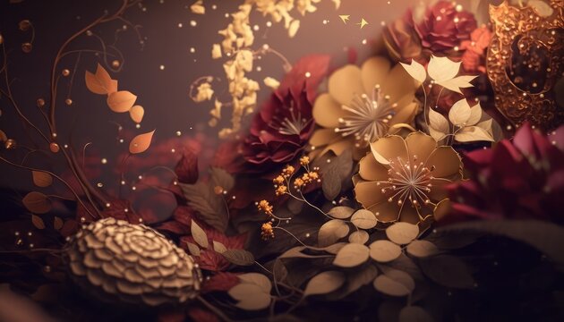 eye catching decorative floral bunch wallpaper for wedding decor generative ai