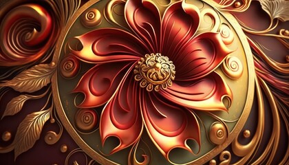 abstract golden floral backdrop add touch of royalty to event generative ai