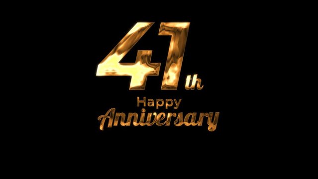 Animated text happy anniversary  41th gold 4K, birthday, celebration, moment, gold moment