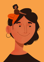 Woman lifting and supporting other above head	
