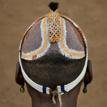 Original Hairstyle Young Dassanech Man Back Of Head Omorate Ethiopia