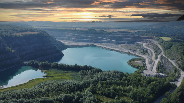 Blue Lagoon, the emerald pool on Balve Eisborn. New attractions are becoming increasingly popular with tourists. Mining, quarry	