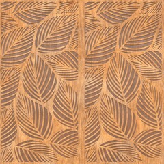Fototapeta na wymiar Pattern of flower carved on wood background, Wood Carving