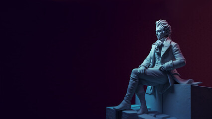 Musician Composer Beethoven Statue , Modern Renaissance Minimalist Concept Render