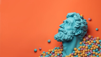 Abstract Stoic Modern Renaissance Man, Greek Roman Style Statue, Contemplation Digital Concept Render