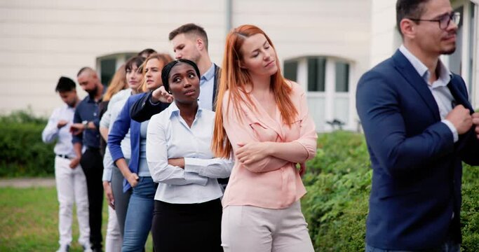 Queue Outdoors. Business People Waiting