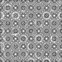 Black lines on white background.
Wallpaper with figures from lines. Abstract geometric black and white pattern for web page, textures, card, poster, fabric, textile. Monochrome repeating design. 