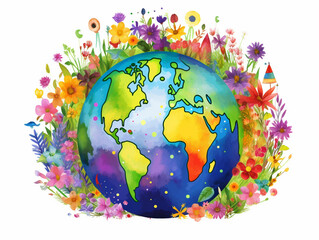 Colorful Earth, Educational Clipart, School Clipart, Generative Ai