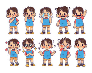 Kids character expression hand-drawn collection