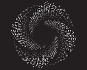 Abstract rotated black and white lines.vortex form. Geometric art. Design element. Digital image with a psychedelic stripes.Design element for prints, web, template
