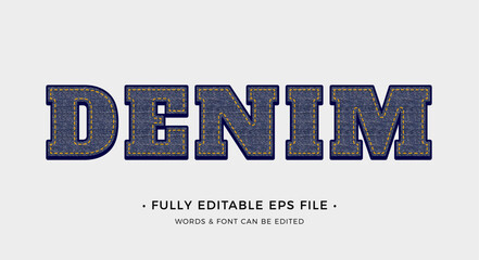 Denim text effect editable premium vector