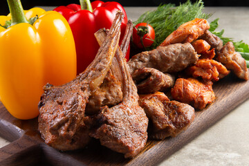 Assorted barbecue. Selective focus.