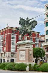 Sculpture of Rodrigo Díaz de Vivar, better known as El Cid Campeador, Burgos, Castilla y Leon,...