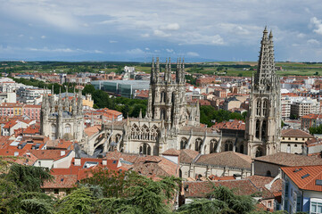 Obraz premium Cathedral of Santa Maria of Burgos aerial view, Burgos, Castilla y Leon, Spain