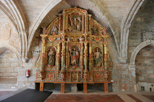 View of the altarpieces exhibition inside the church of San Esteban