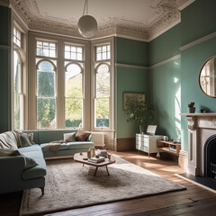 Living room interior pastel coloured decor