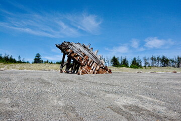Fototapeta na wymiar Pesuta Shipwreck in Naikoon Provincial Park, Haida Gwaii, British Columbia, Canada