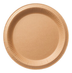 Disposable brown paper plate isolated.