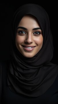 Arabic muslim woman wearing black hijab