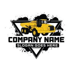 Articulated Dump truck logo design. Heavy equipment logo vector for construction company © Ryantha