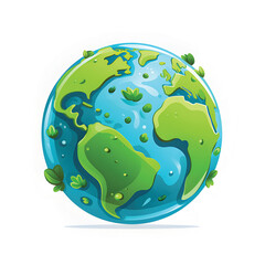 Fototapeta premium Cartoon planet Earth 3d vector icon on white background.GenerativeAI.