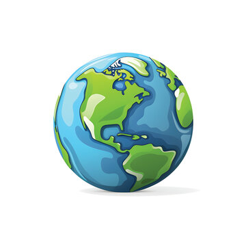 Cartoon planet Earth 3d vector icon on white background.GenerativeAI.