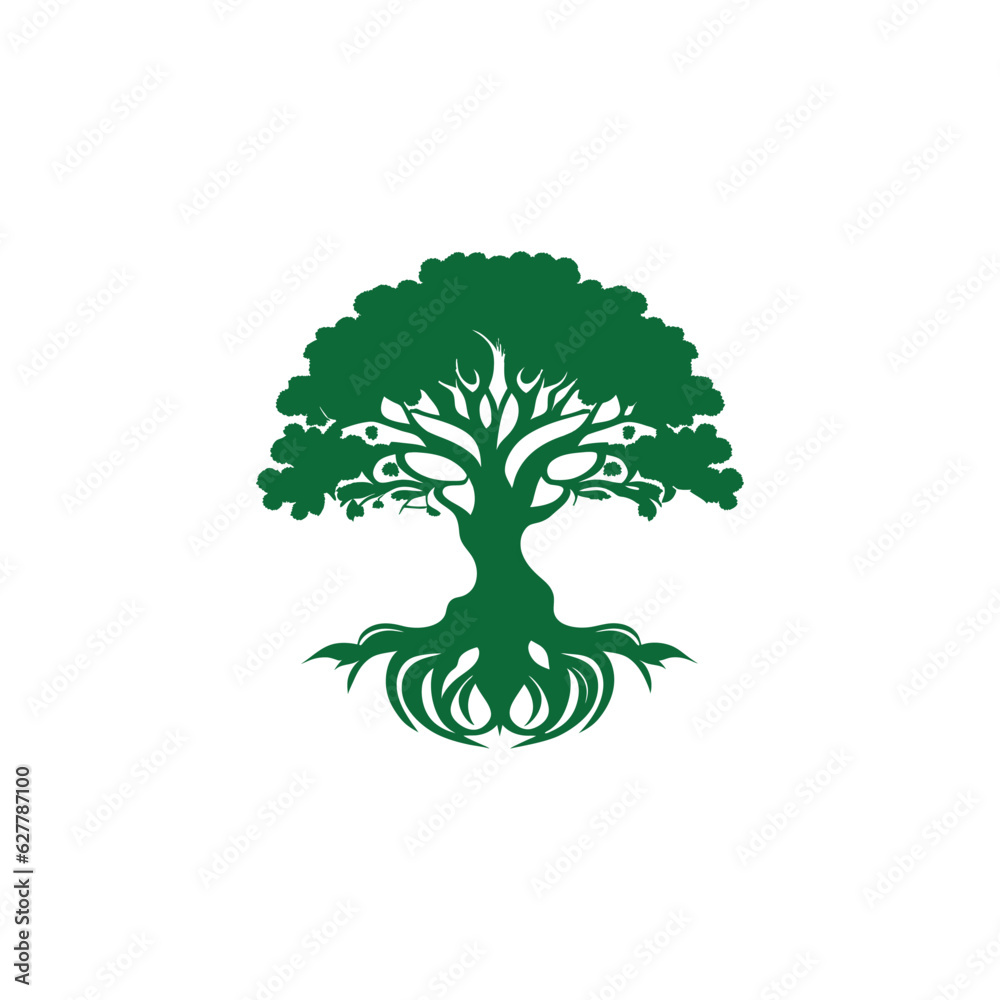 Wall mural vector green tree of the live icon on white background