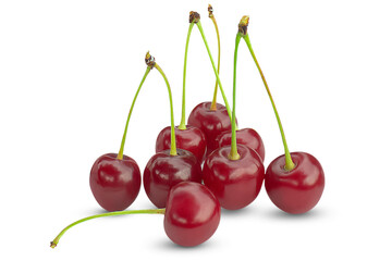 Ripe fresh cherry isolated on transparent background.