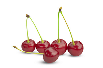 Ripe fresh cherry isolated on transparent background.