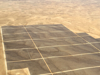 View from above of a huge solar system in the desert