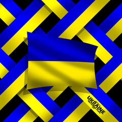 Flag of Ukraine on a ribbons background, with bold text to commemorate Ukraine National Flag on August 23