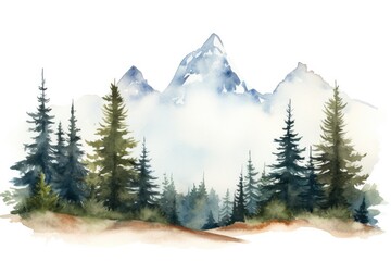 North Cascades clip art watercolor illustration