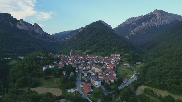 Isaba at sunset. Roncal Valley. Navarrese Pyrenees