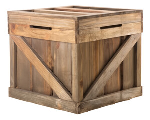 Old closed wooden crate isolated.