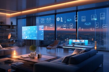 Home automation and energy efficiency technology concept, Generative AI