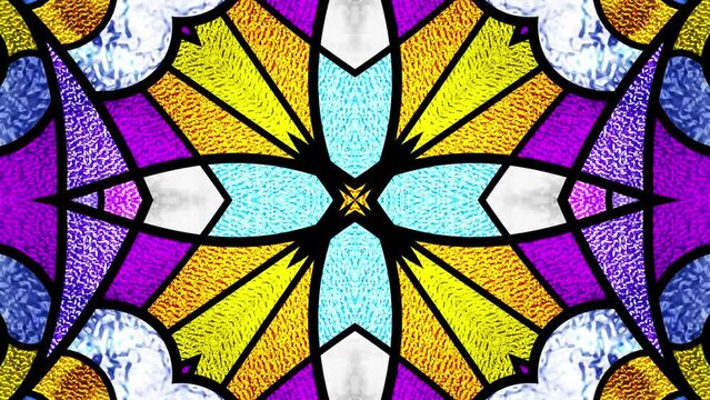 Colorful stained glass animation. Multicolor klaleidoscope. Color glass. Bright color dynamic background. Seamless looping animation footage. Psychedelic motion design. Dj loop. Vj loops. 4K