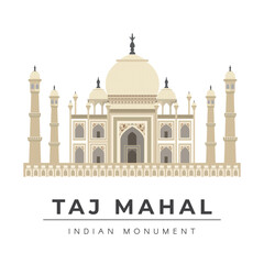 Taj Mahal, Agra, Indian Monument Vector Illustration